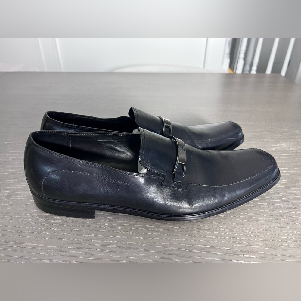 Boss Black Leather Slip-On Loafers